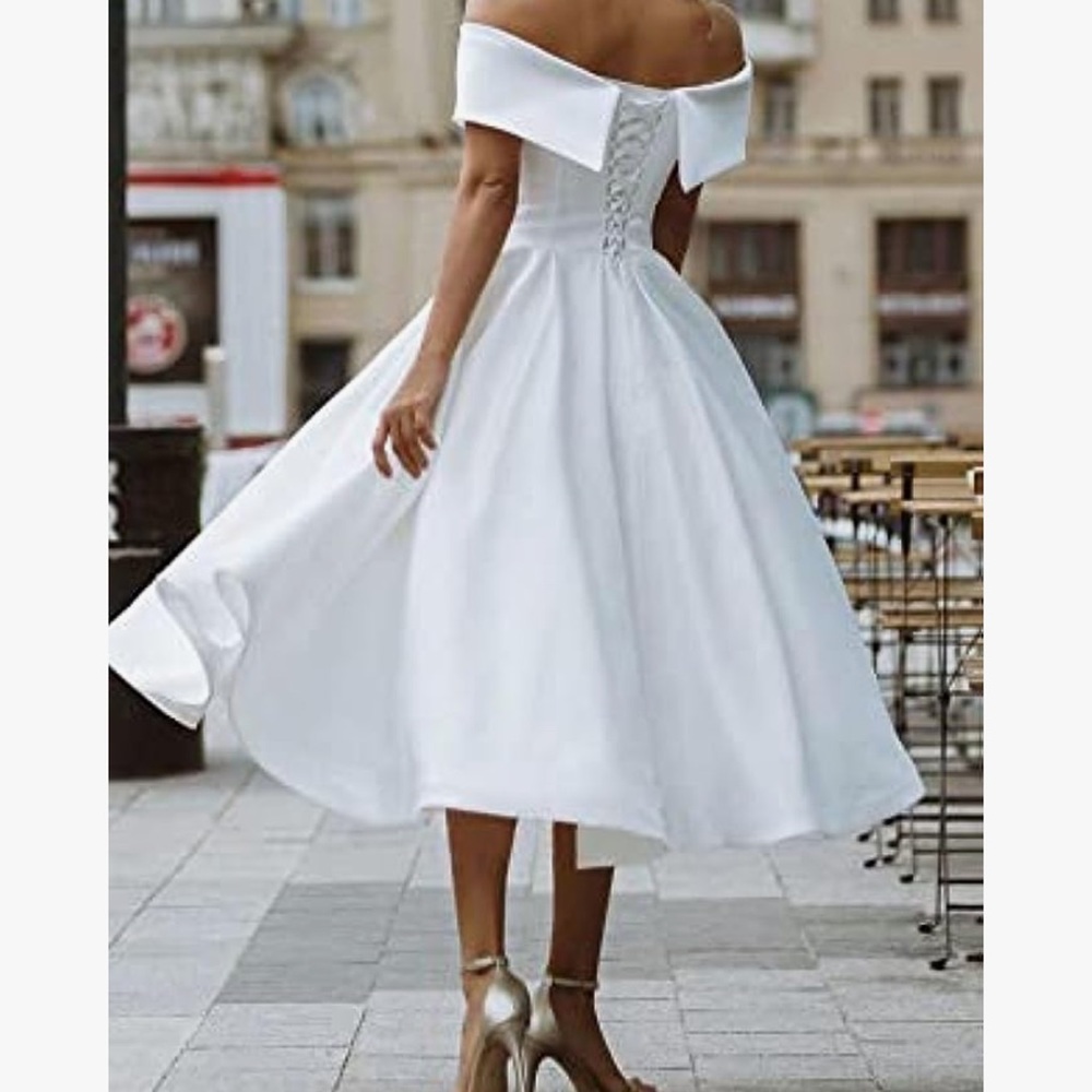 Women's Off The Shoulder Wrap Satin Dresses Tea Length